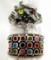 2 SILVER RINGS WITH MULTIPLE COLORED STONES