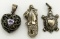 3 MARKED STERLING SILVER PENDANTS-