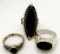 3-STERLING RINGS WITH BLACK ONYX