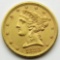 1883 $5 GOLD LIBERTY HALF EAGLE