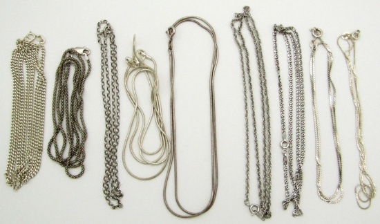 9- STERLING SILVER CHAIN NECKLACES