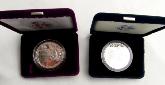 1990 & 2001 PROOF AMERICAN SILVER EAGLE