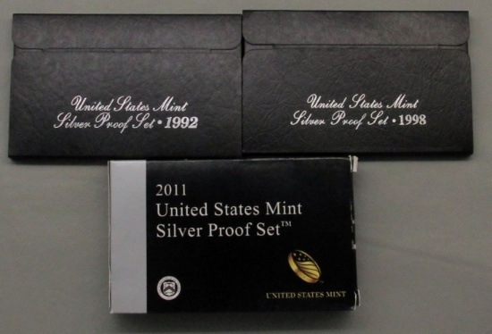 3 U.S. SILVER PROOF SETS MIX YEARS