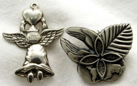 2- MARKED STERLING PENDANTS