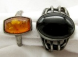 STERLING SILVER RINGS (2) WITH LARGE STONES