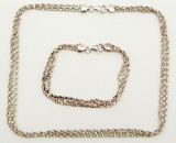 MATCHING STERLING SILVER NECKLACE AND BRACELET