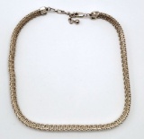 THICK WOVEN STERLING NECKLACE MARKED 