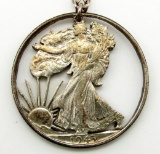 STERLING CHAIN WITH 1943 WALKING LIBERTY