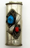 NAVAJO LIGHTER CASE WITH RED CORAL & TURQUOISE