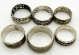 6-STERLING RINGS WITH ENGRAVED DETAILS