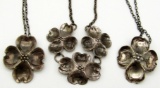 3-STERLING NECKLACES WITH MATCHING FLOWER