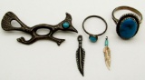 NAVAJO STERLING LOT WITH TURQUOISE STONES!