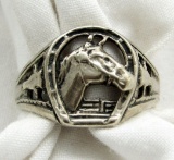 STERLING HORSE RING WITH HORSESHOW SHAPE