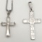 STERLNG CHAIN WITH (2)CROSS PENDANTS