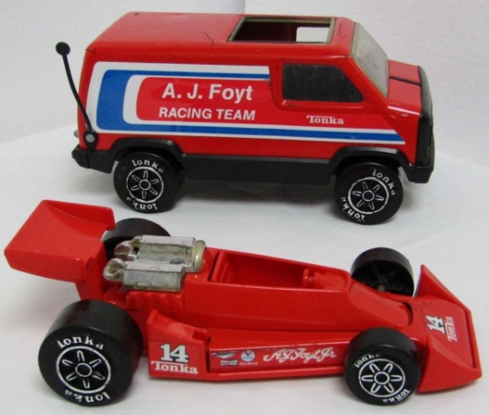 VINTAGE TONKA AJ FOYT RACING TEAM VAN & RACECAR