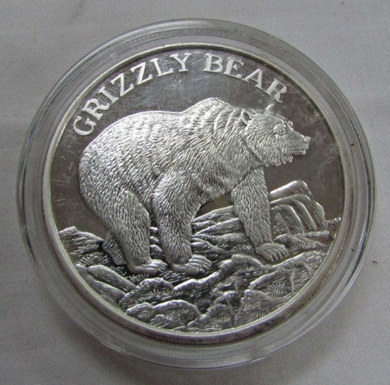TWO TROY OUNCES .999 FINE SILVER - GRIZZLY BEAR