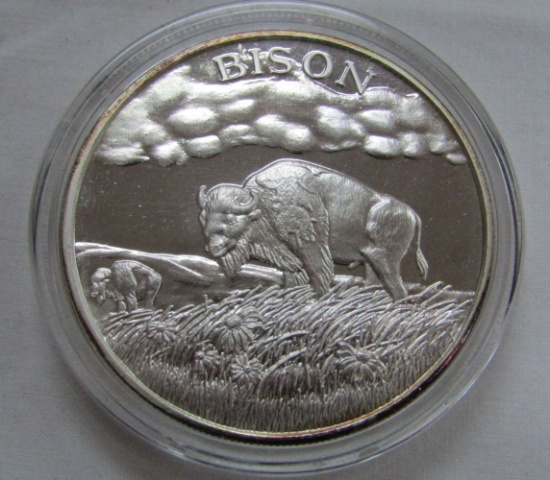 TWO TROY OUNCES .999 FINE SILVER -BISON