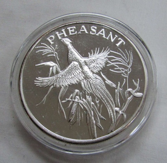 TWO TROY OUNCES .999 FINE SILVER - PHEASANT