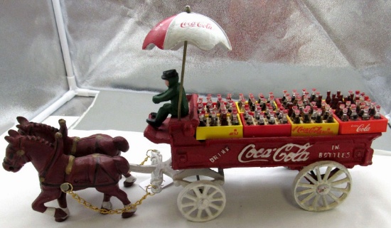 Vintage Coca Cola Cast Iron Horse Dawn Delivery