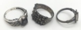 3-STERLING RINGS ALL WITH DIFF DESIGNS