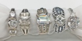 5-BLING RINGS WITH CZ/CLEAR STONE ACCENTS