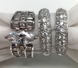 3-STERLING BLING RINGS WITH CZ/CLEAR STONE
