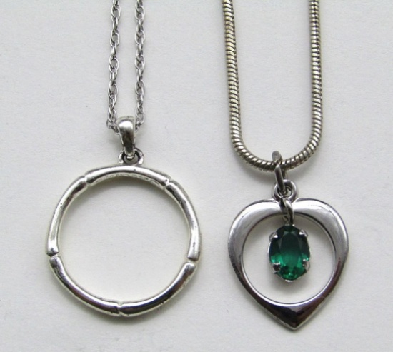 2-STERLING NECKLACES WITH PENDANTS