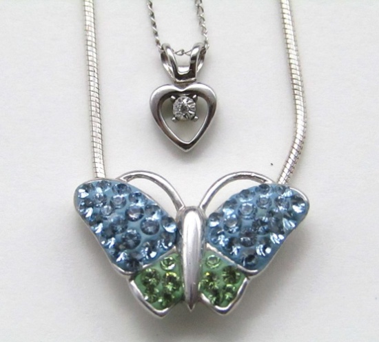 2-STERLING NECKLACES: (1)WITH BUTTERFLY