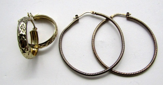 2-PAIRS OF HOOP EARRINGS GOLD TONED