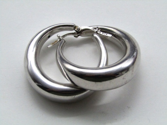 PAIR OF STERLING HOOP EARRINGS