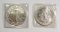 1991 & 2007 .999 SILVER EAGLES U.S. $1 COINS