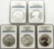 2011 5 COIN .999 SILVER EAGLE SET 25TH ANNIVERSARY