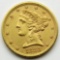 1883 $5 GOLD LIBERTY HALF EAGLE