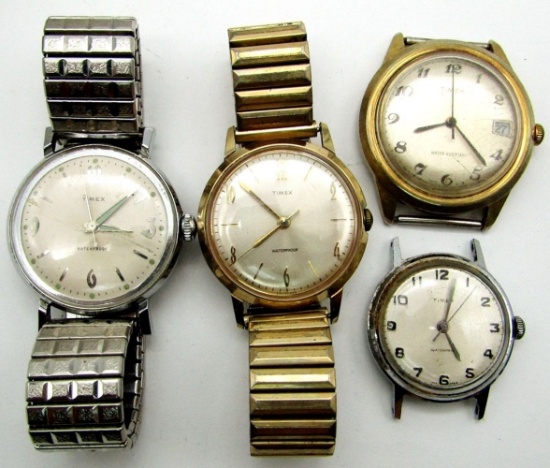 4 VINTAGE TIMEX MECHANICAL WRISTWATCHES