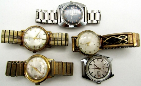 5 VINTAGE MECH. WATCHES LANCO SAGA TIMEX