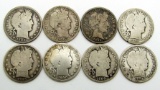8 BARBER HALF DOLLARS CIRCS