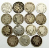 BARBER DIME LOT of 15 COINS