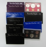 10 US PROOF SETS B/W YEARS '69-'85