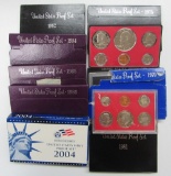 10 U.S PROOF SETS B/W YEARS '70-'04