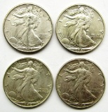 4 - WALKING LIBERTY HALF DOLLARS