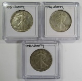 3- WALKING LIBERTY HALF DOLLARS