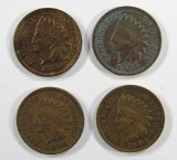 4- XF INDIAN CENTS- 1901, 1902, 1904, 1906