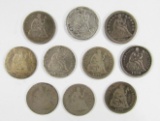10 - SEATED DIMES , MIXED DATES & GRADES