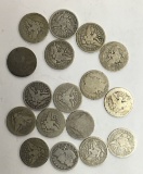 BARBER QUARTER LOT OF 17 COINS