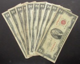 10 $2 RED SEAL U.S. NOTES