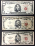 3- $5 RED SEAL STAR NOTES CIRCS