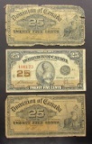 3-DOMINION of CANADA 25c NOTES