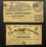 2-OBSOLETE NOTES; 1863 FIVE CENT