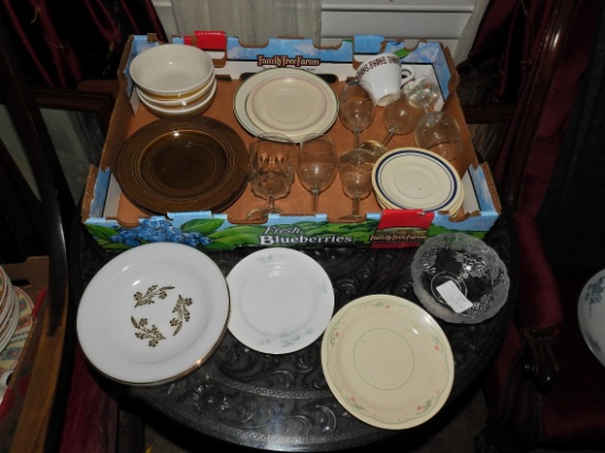 misc plates and wine glasses mix lot fine china porcelain
