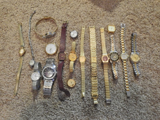 misc lot of watches seiko citizen time gruen elgin waltham stainless steel